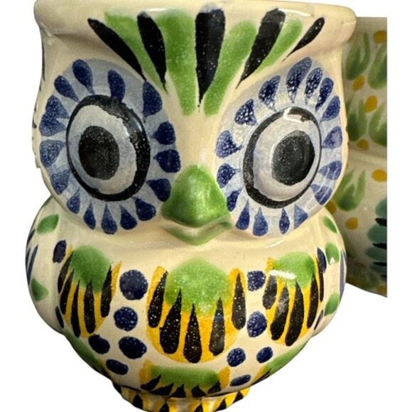 Anthropologie Gorky Gonzalez Mexican Pottery Hand Painted Owl Mug Set of 2 - Picture 9 of 10